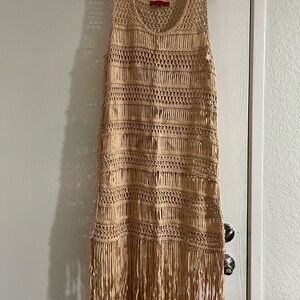 Beige Crochet Fringe Dress